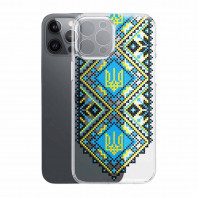 Патриотический чехол для iPhone 13 Pro с рисунком "Вишиванка синя"